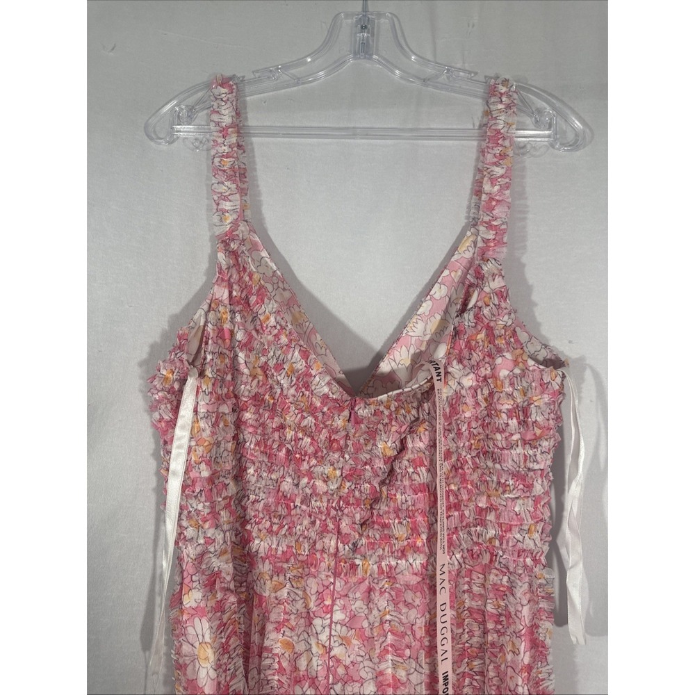 NWT Mac Duggal [ 12 ] 8012 Floral V-Neck Floral A line Midi Dress In Pink #S1938 - Picture 15 of 16